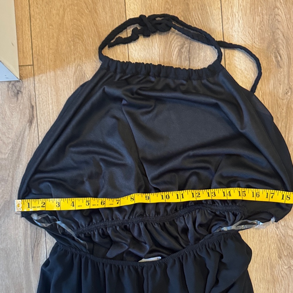 Lily Morgan Black Goddess Princess Flowy Maxi Halter Dress Size Large - Picture 9 of 11